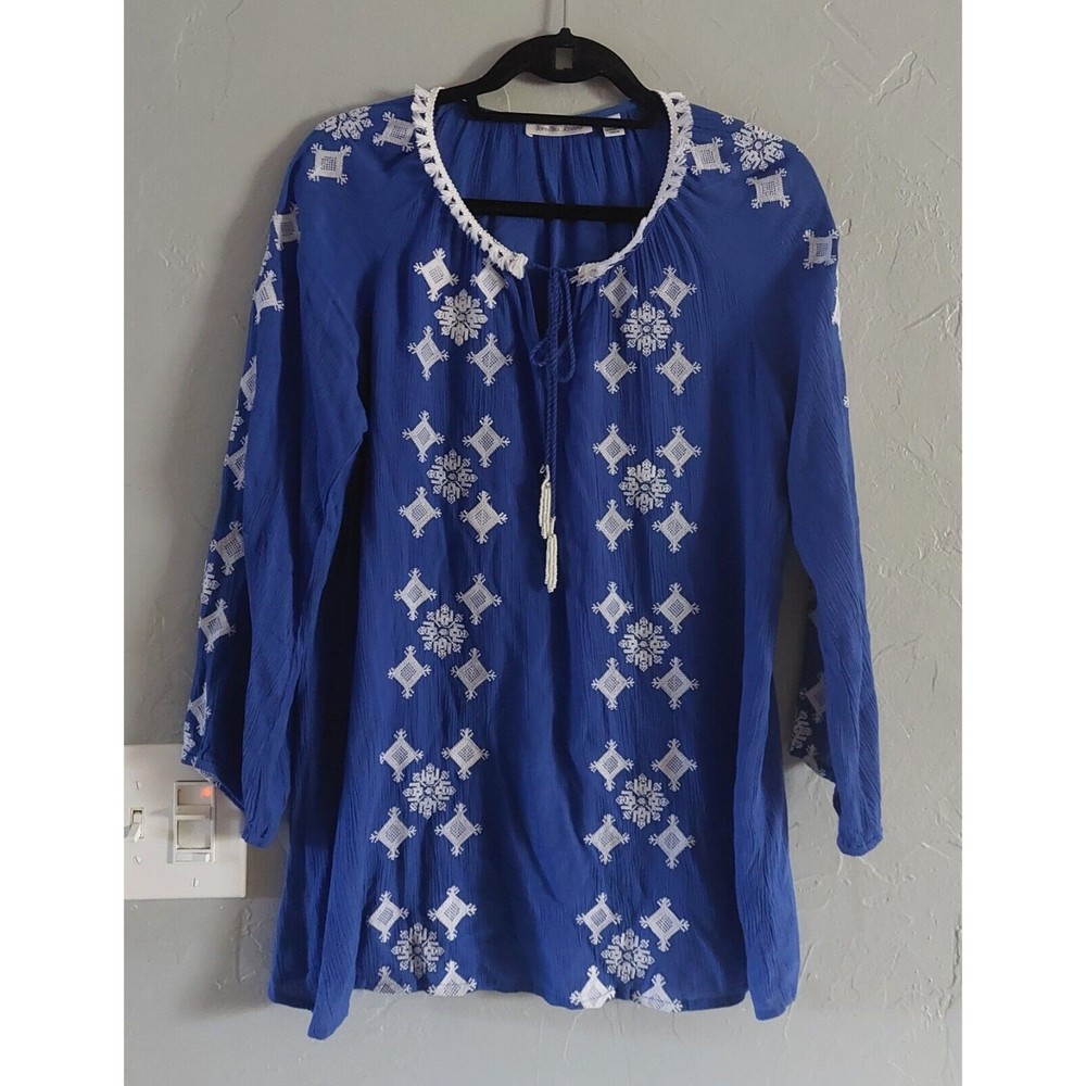 John Paul Richard Tops Tunic Womens S, Embroidery, 18.5 Inch Of Armp To Armp - Picture 1 of 7